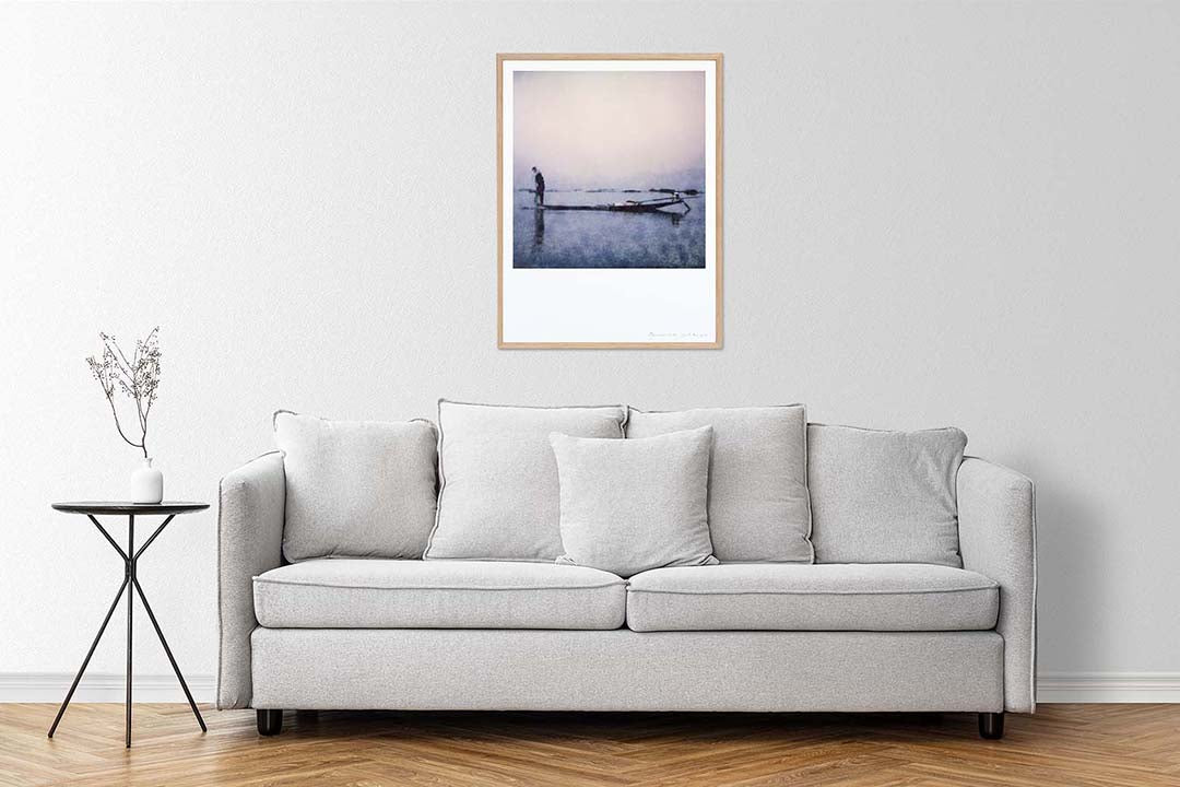 Décoration appartement tirage Polaroid Birmanie lac Inle pêcheur