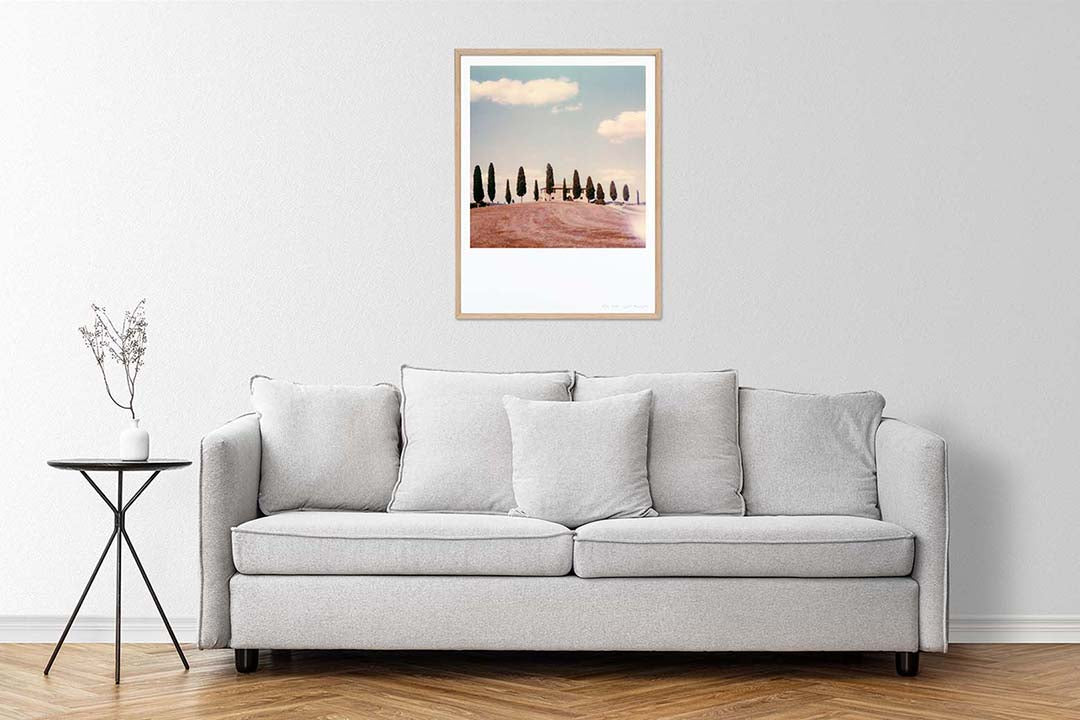 Appartement Polaroid Cyprès Toscane Italie tirage photo impression