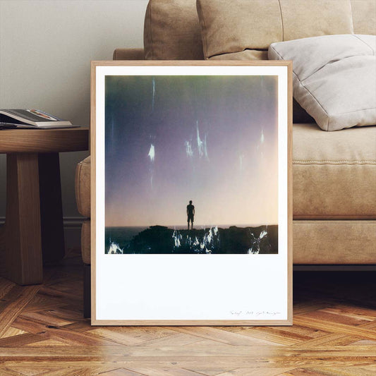 Décoration tirage Polaroid grand format homme mer