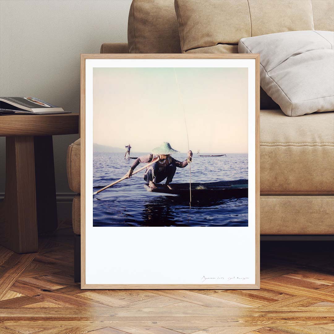 Décoration tirage Polaroid pecheur lac inle Birmanie