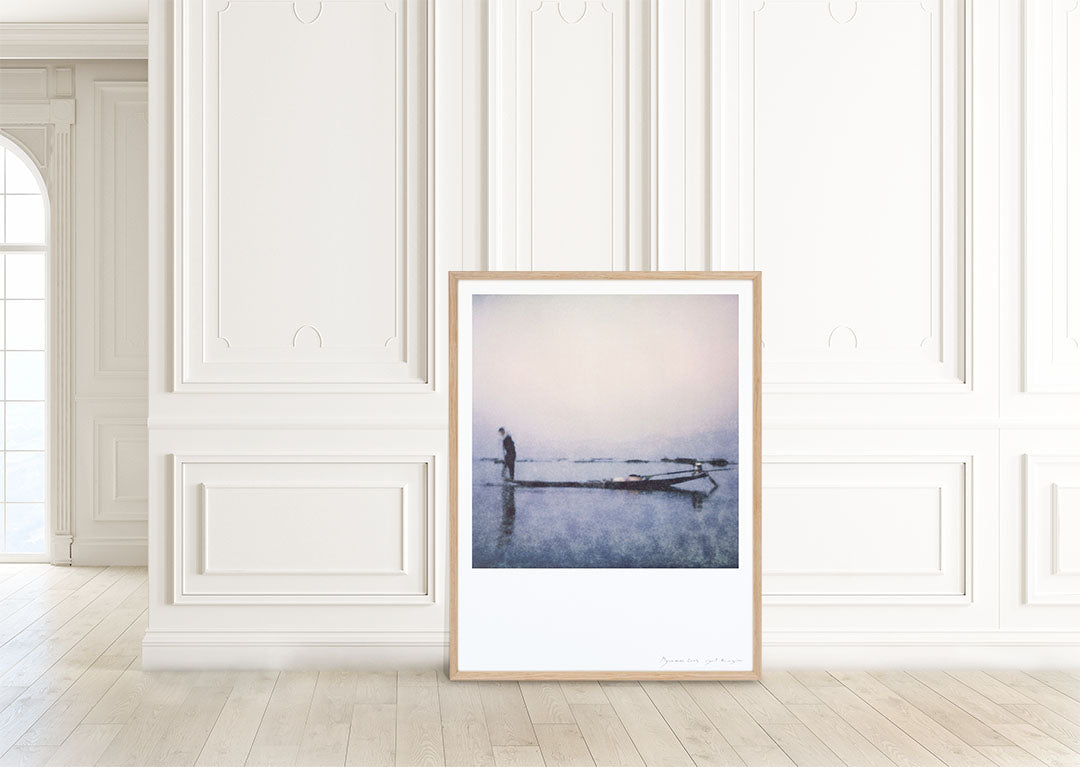 Décoration appartement tirage Polaroid Birmanie lac Inle pêcheur