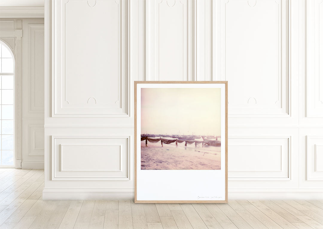 Décoration tirage Polaroid pêcheur plage birmanie