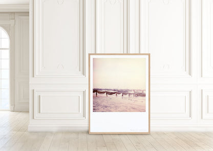 Décoration tirage Polaroid pêcheur plage birmanie