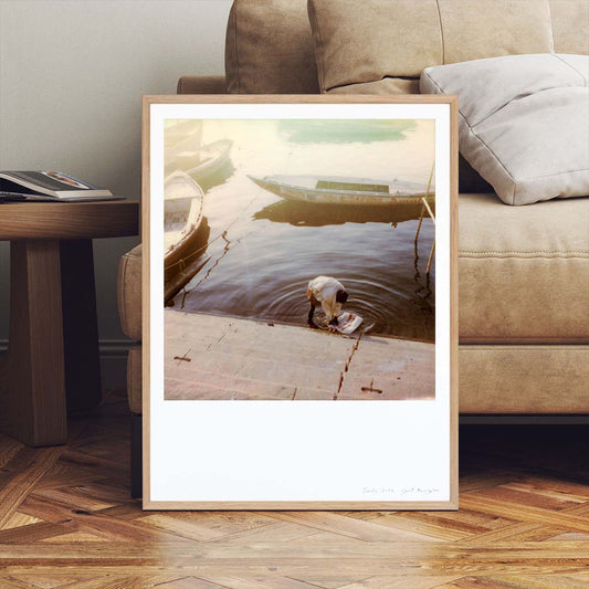 Déco tirage Polaroid Inde Varanasi homme Gange