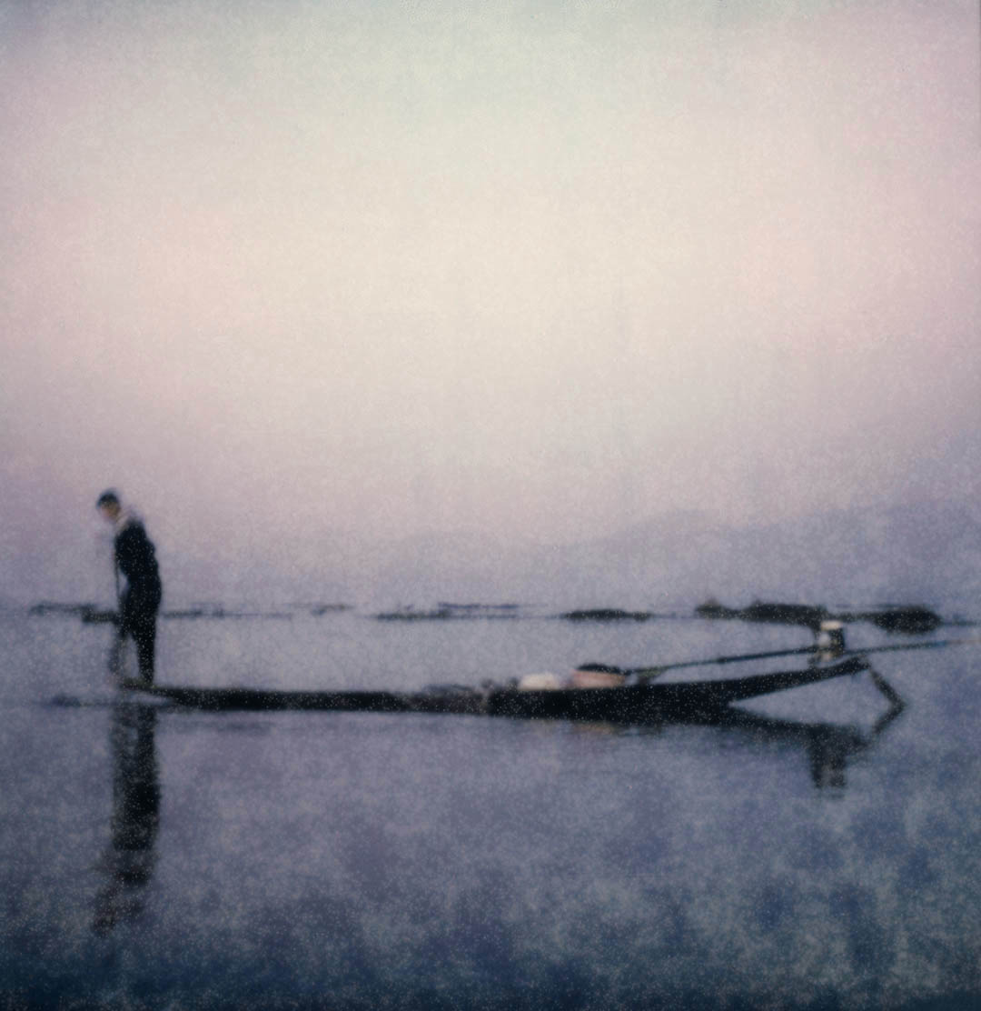 Polaroid Birmanie lac Inle pêcheur