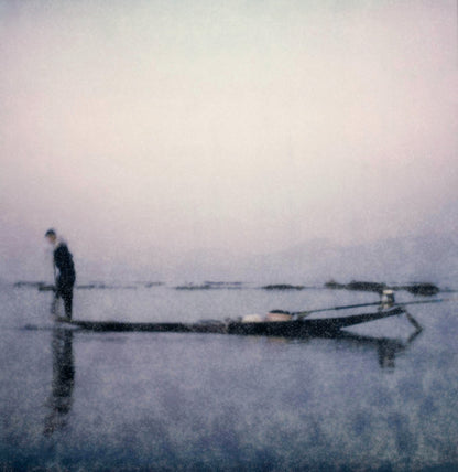 Polaroid Birmanie lac Inle pêcheur