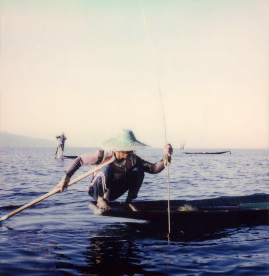 Polaroid pecheur lac inle Birmanie