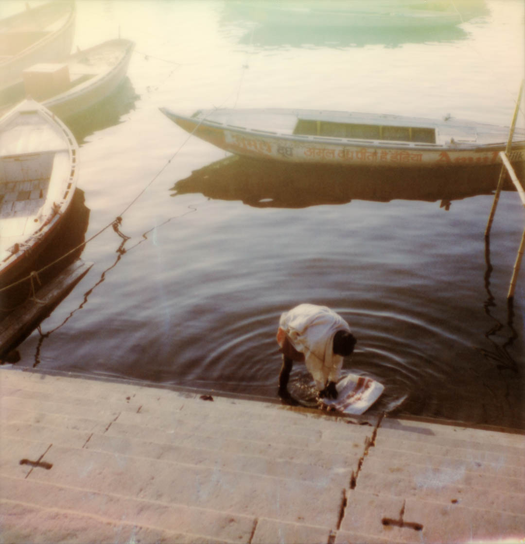 Polaroid Inde Varanasi homme Gange