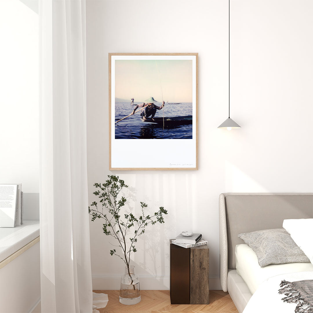 Décoration tirage Polaroid pecheur lac inle Birmanie