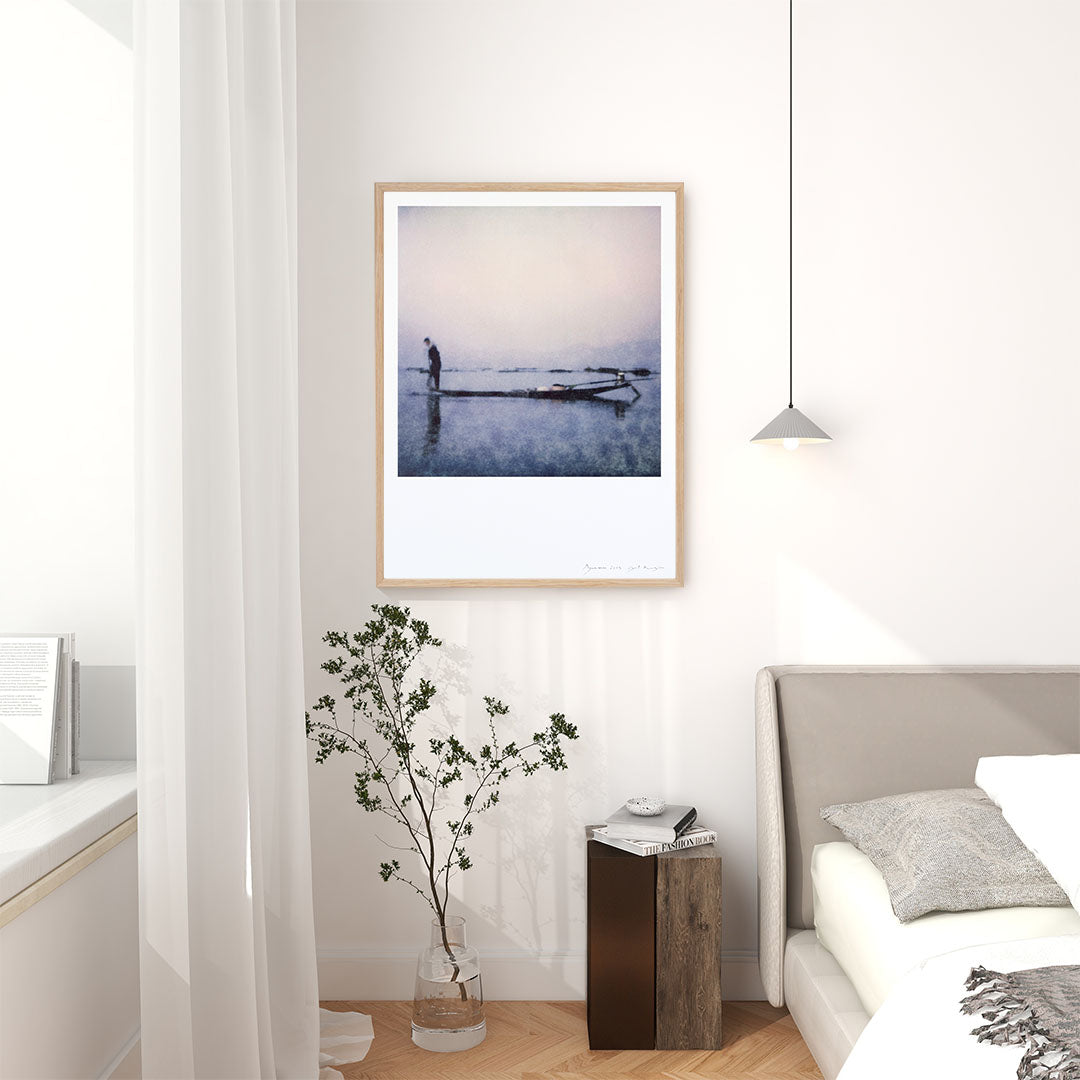 Décoration appartement tirage Polaroid Birmanie lac Inle pêcheur
