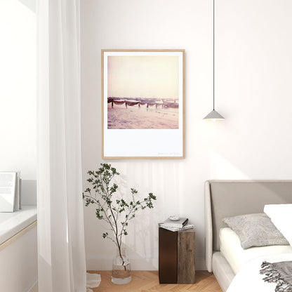 Décoration tirage Polaroid pêcheur plage birmanie