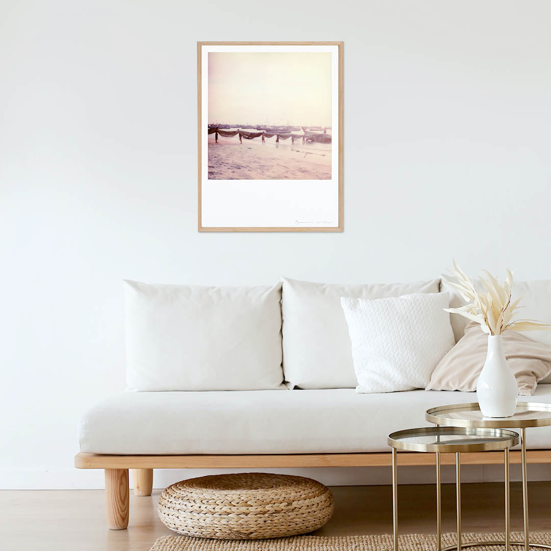 Décoration tirage Polaroid pêcheur plage birmanie