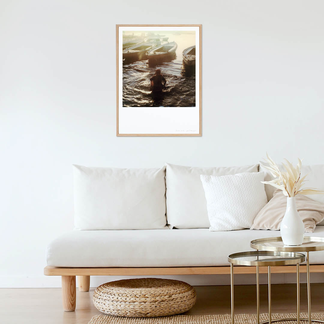 Décoration art tirage Polaroid femme varanasi gange